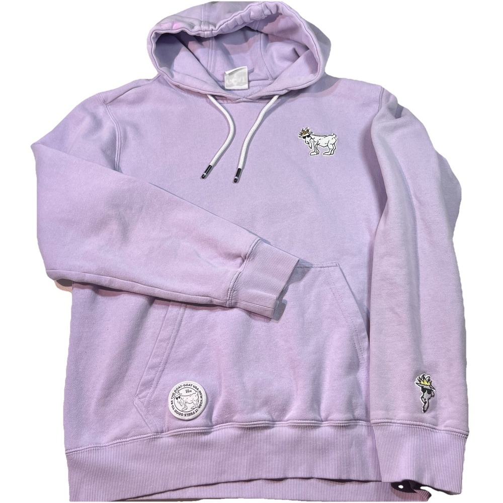 GOAT USA Lavender Purple Pullover Hoodie Sweatshirt Embroidered Logo EUC